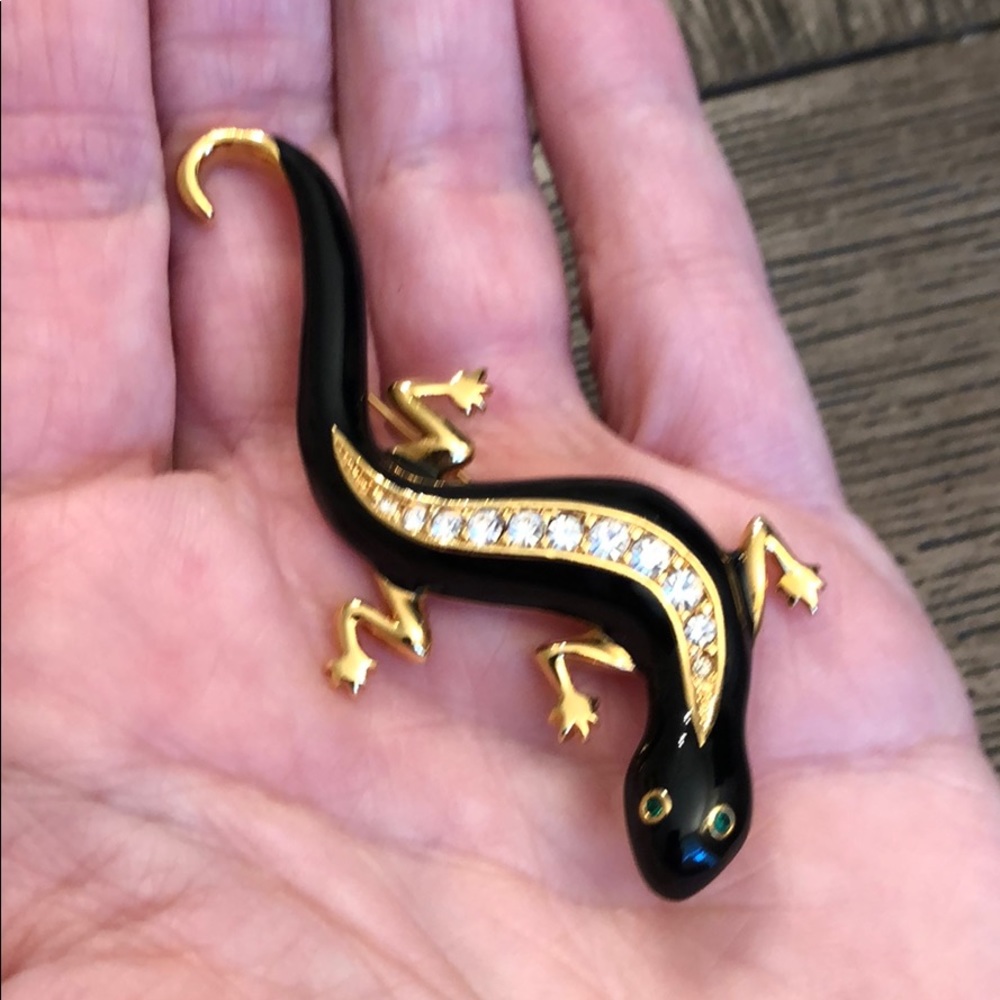 Vintage Avon Black Enamel Salamander Lizard Pin - Picture 9 of 11